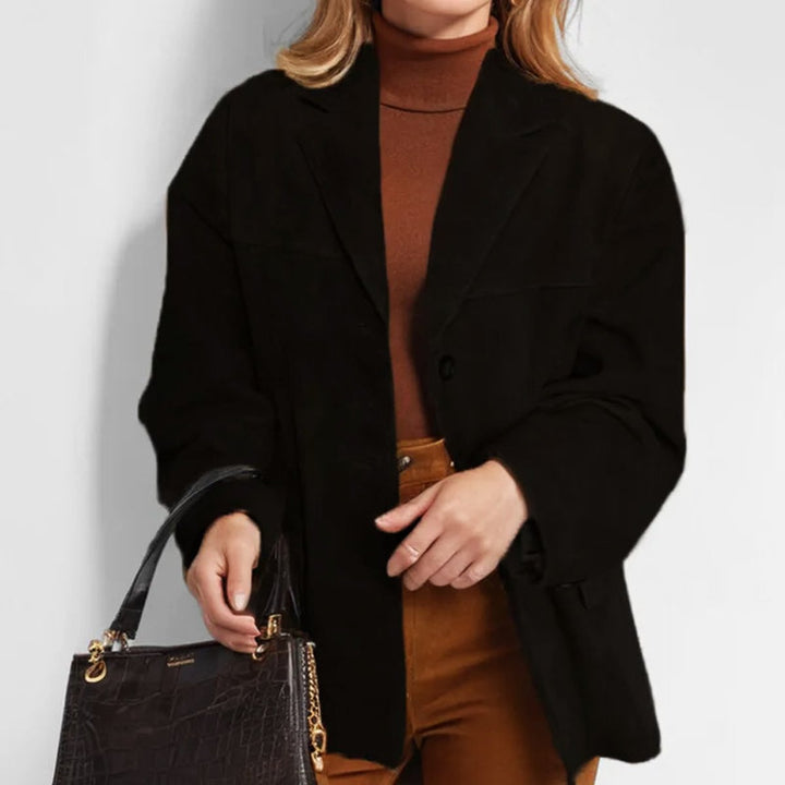 Women's Relaxed-Fit Notch-Lapel Suede Blazer Jacket