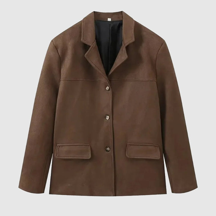 Women's Relaxed-Fit Notch-Lapel Suede Blazer Jacket