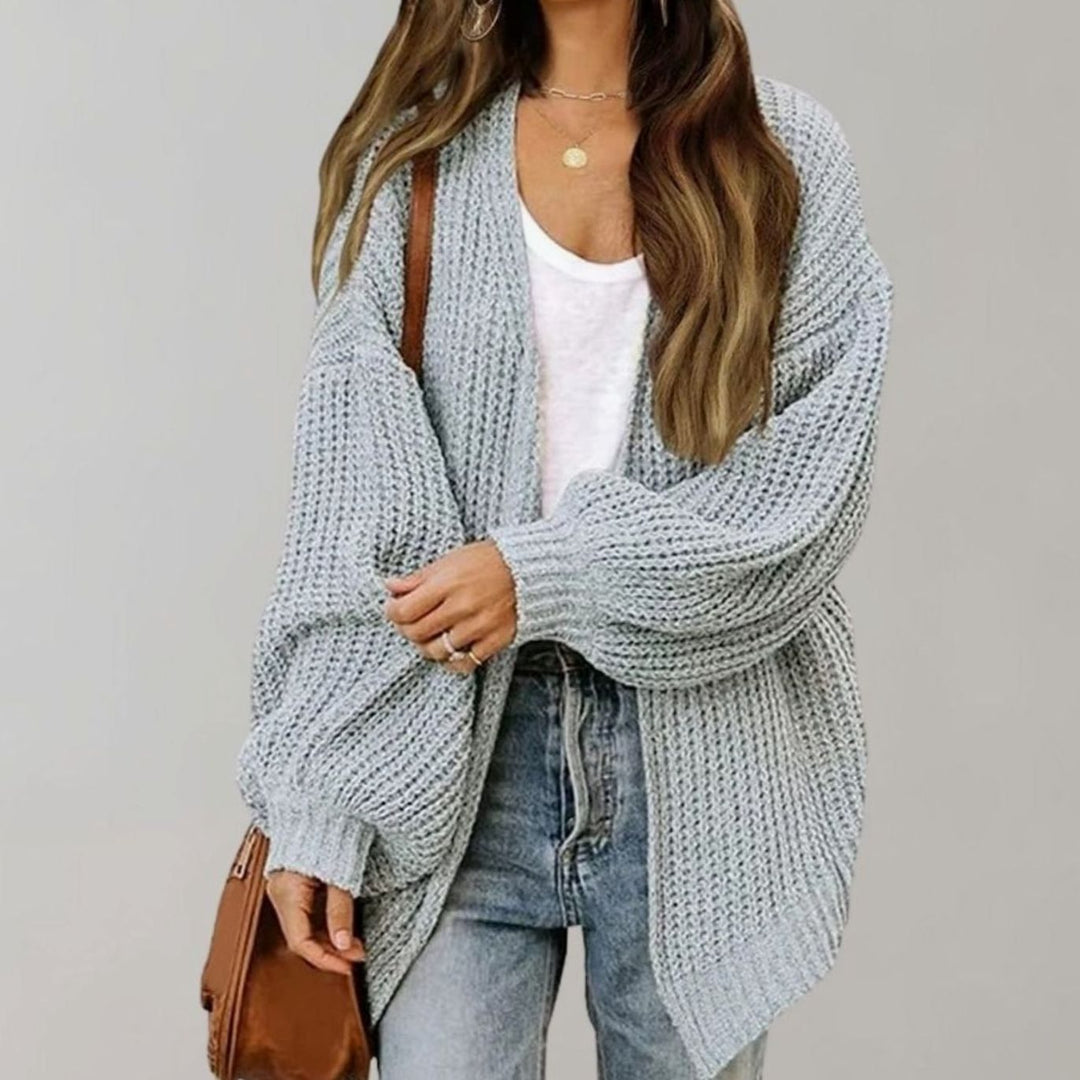 Women's Relaxed Fit Oversized Knit Open Front Cardigan Sweater - Grey