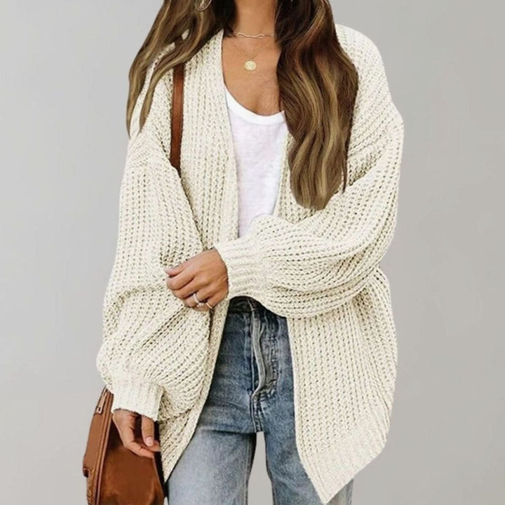 Women's Relaxed Fit Oversized Knit Open Front Cardigan Sweater - White