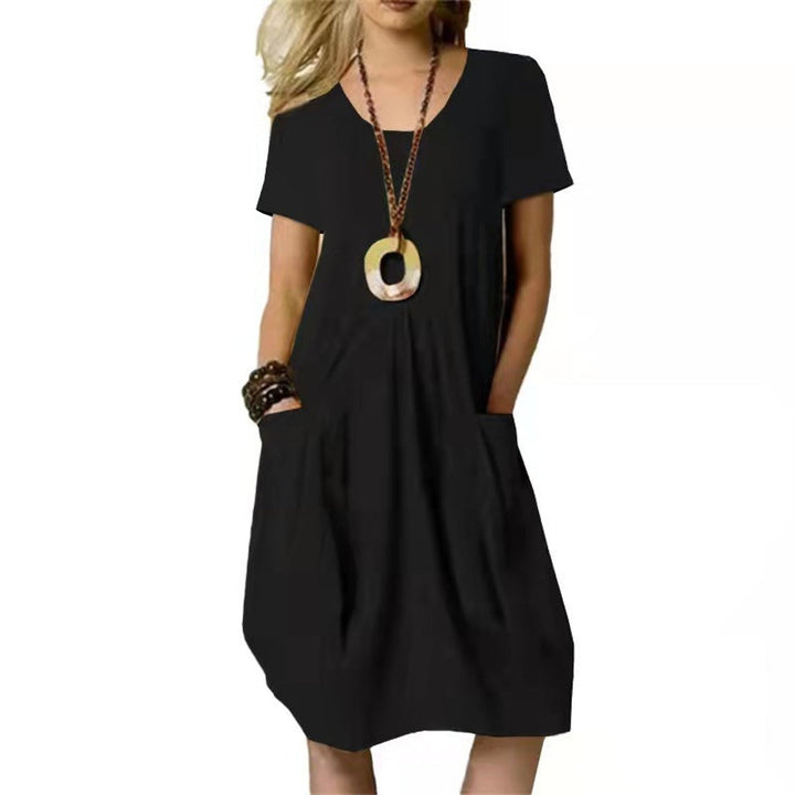 Women's Relaxed-Fit Pleated Pocket Fall Midi Dress