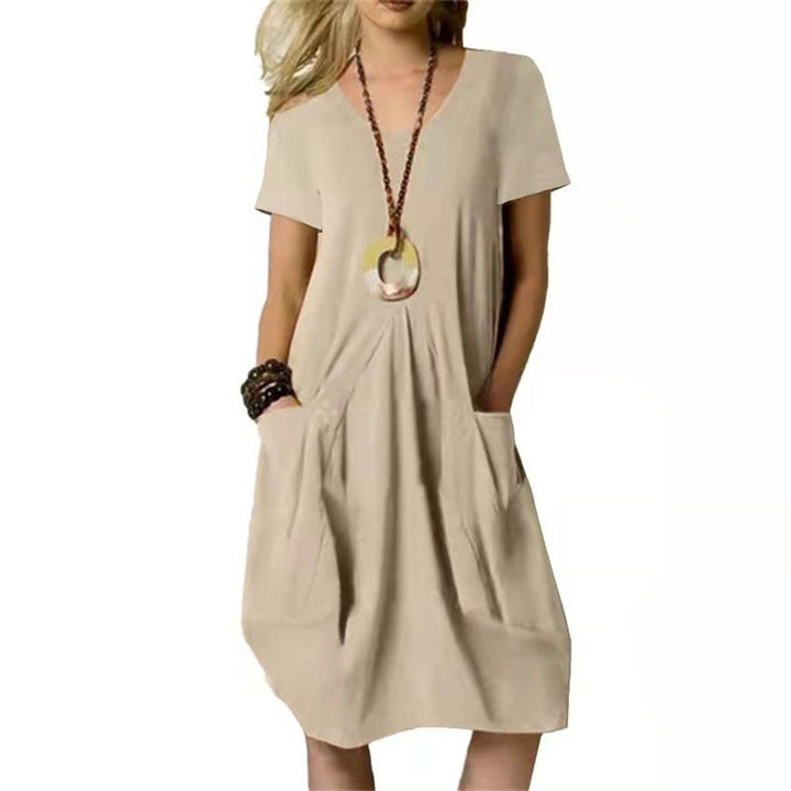 Women's Relaxed-Fit Pleated Pocket Fall Midi Dress