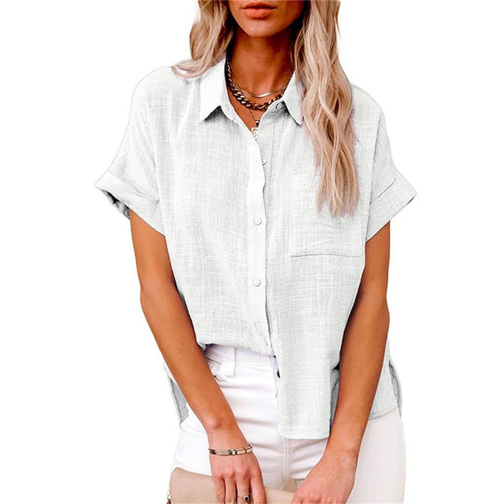 Women's Relaxed-Fit Short-Sleeve Button-Down Linen Shirt