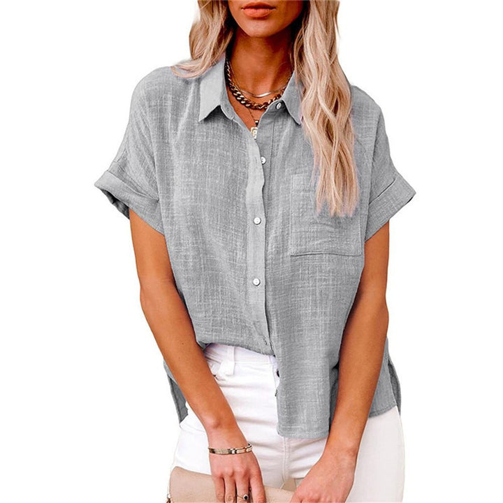 Women's Relaxed-Fit Short-Sleeve Button-Down Linen Shirt