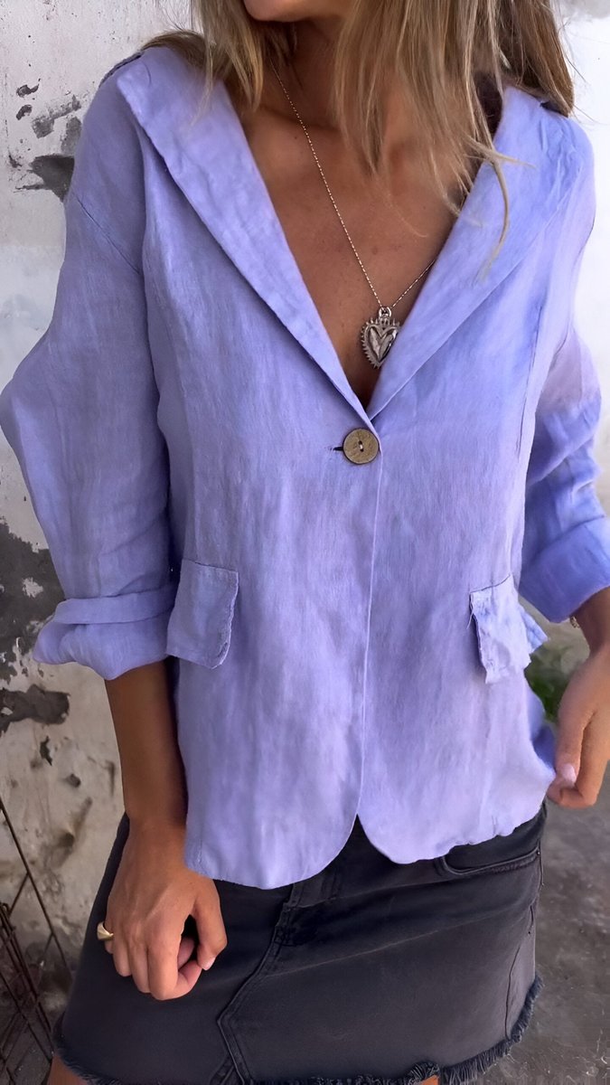 Women's Relaxed-Fit Single-Button Linen Blazer