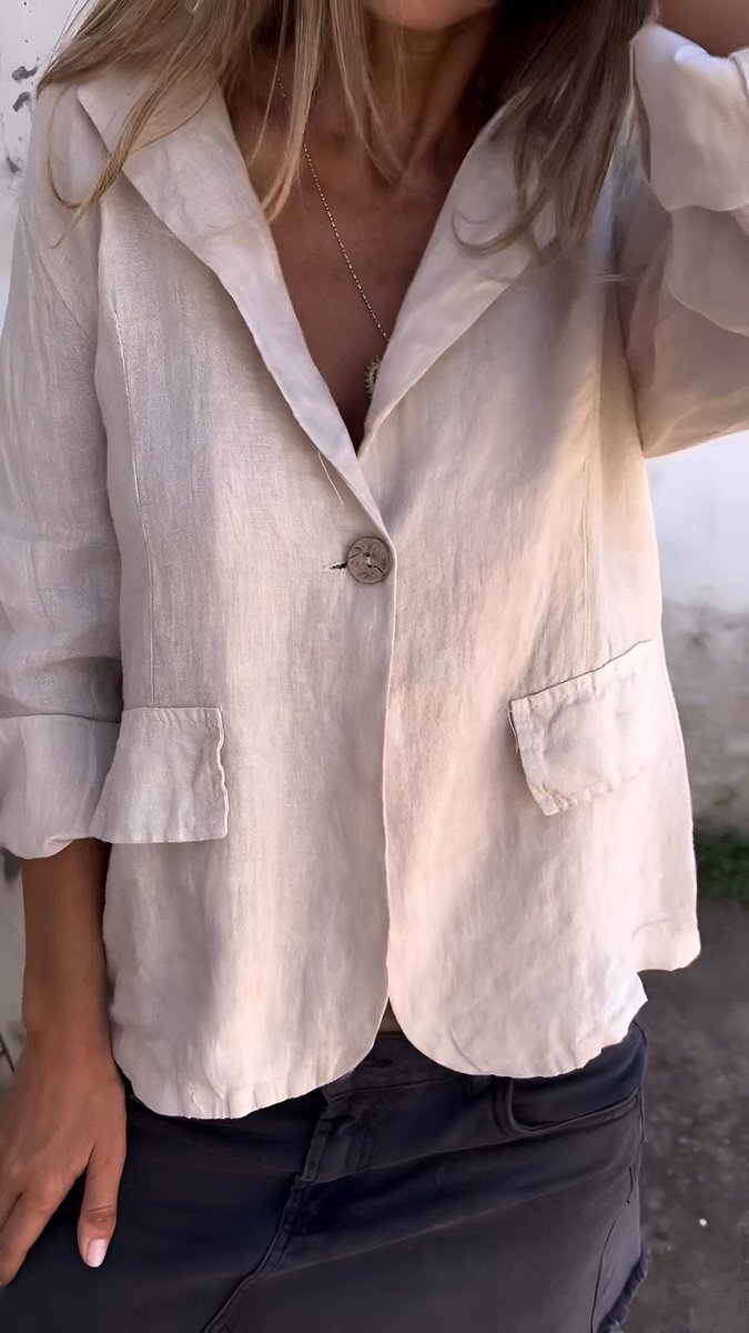Women's Relaxed-Fit Single-Button Linen Blazer