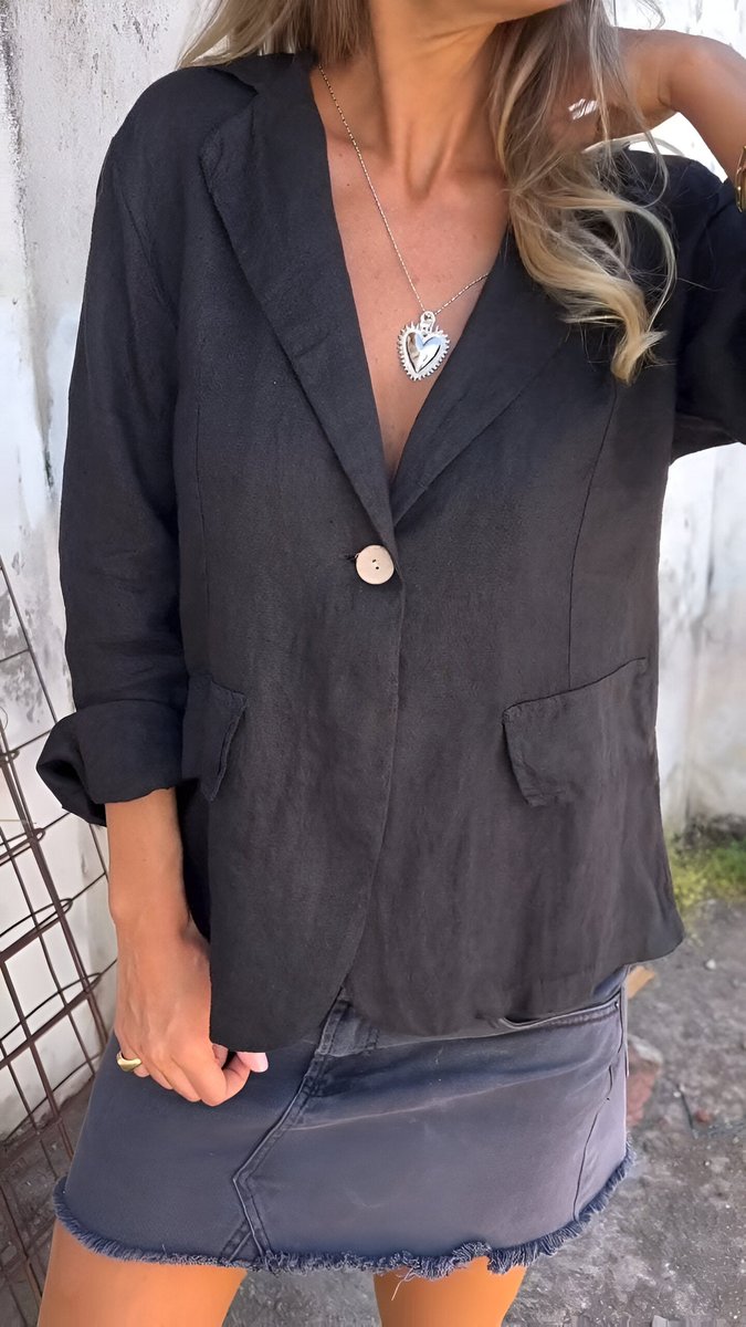Women's Relaxed-Fit Single-Button Linen Blazer