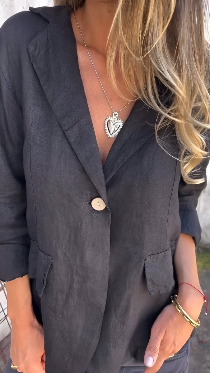 Women's Relaxed-Fit Single-Button Linen Blazer