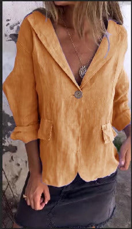 Women's Relaxed-Fit Single-Button Linen Blazer