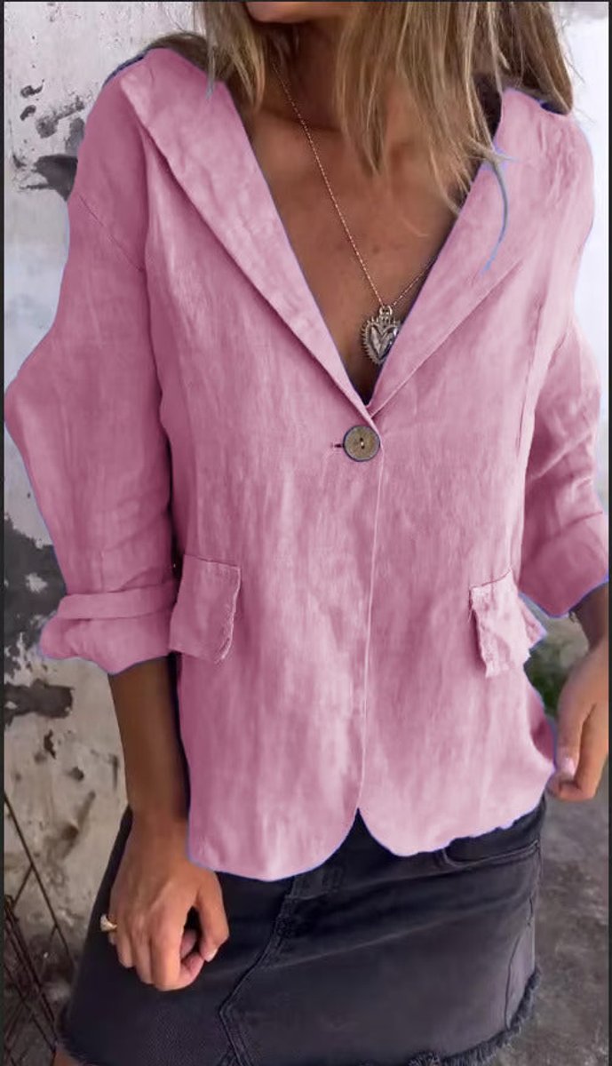 Women's Relaxed-Fit Single-Button Linen Blazer