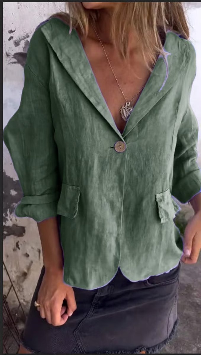 Women's Relaxed-Fit Single-Button Linen Blazer