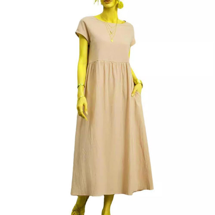 Women's Relaxed-Fit Smocked-Waist Pocketed Fall Midi Dress