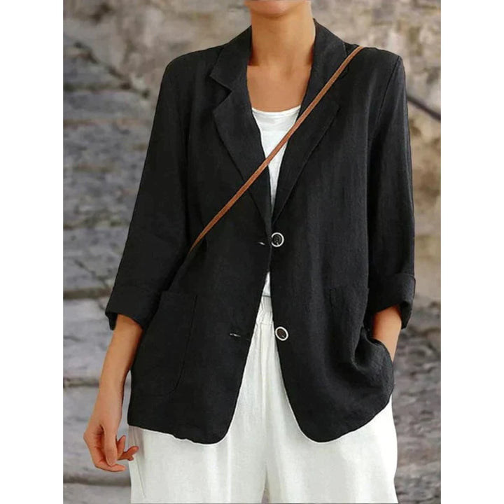 Women's Relaxed-Fit Two-Button Linen Blazer