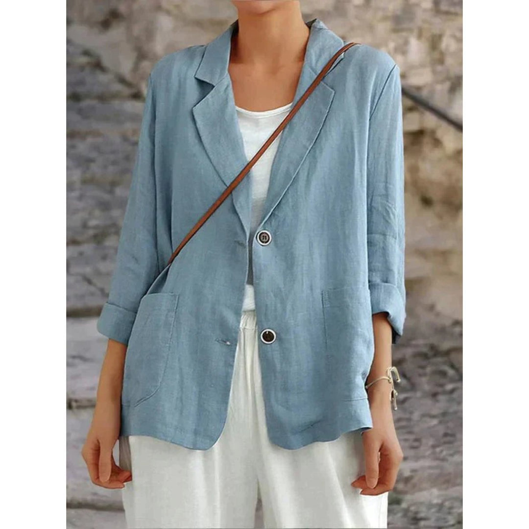 Women's Relaxed-Fit Two-Button Linen Blazer