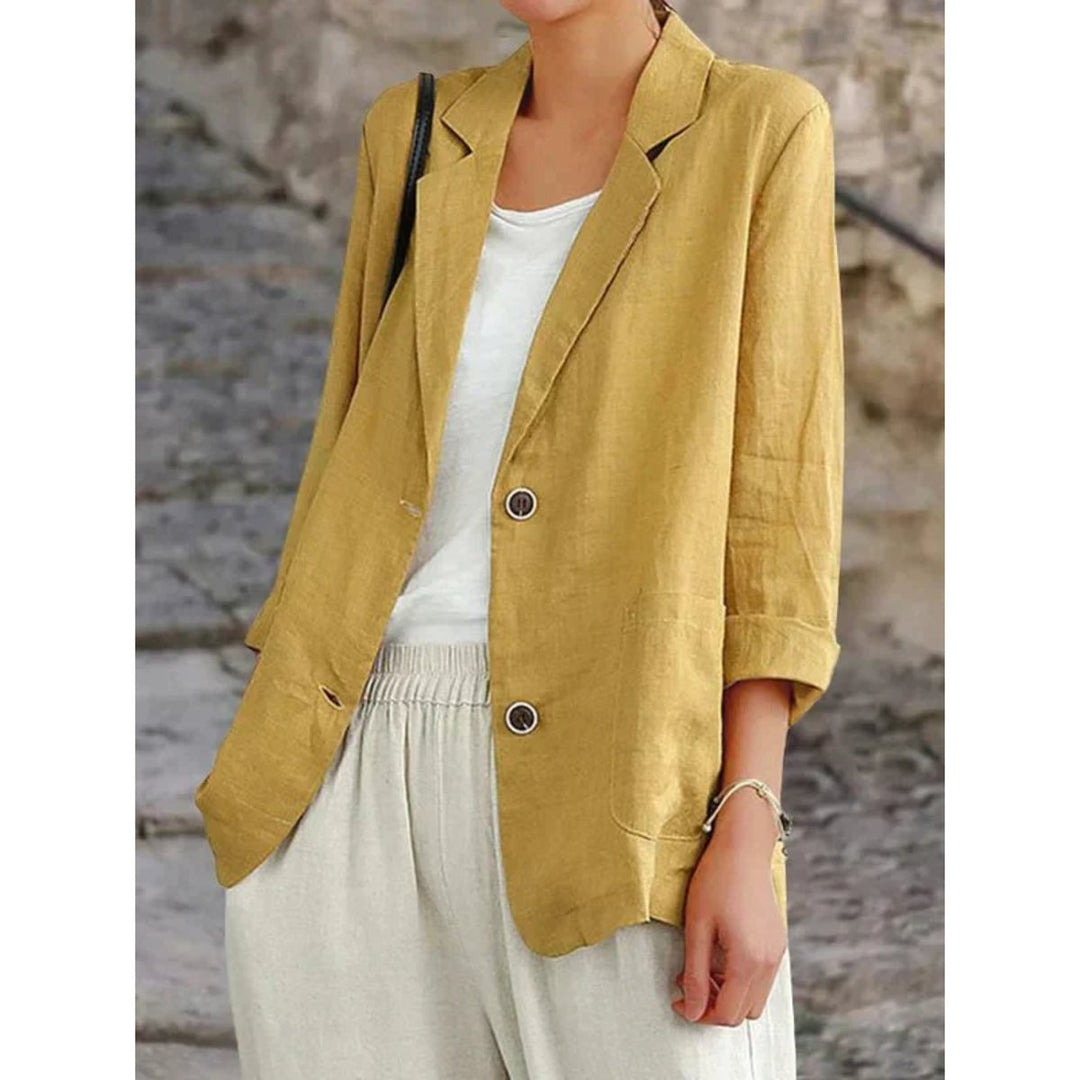 Women's Relaxed-Fit Two-Button Linen Blazer
