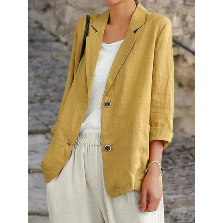 Women's Relaxed-Fit Two-Button Linen Blazer