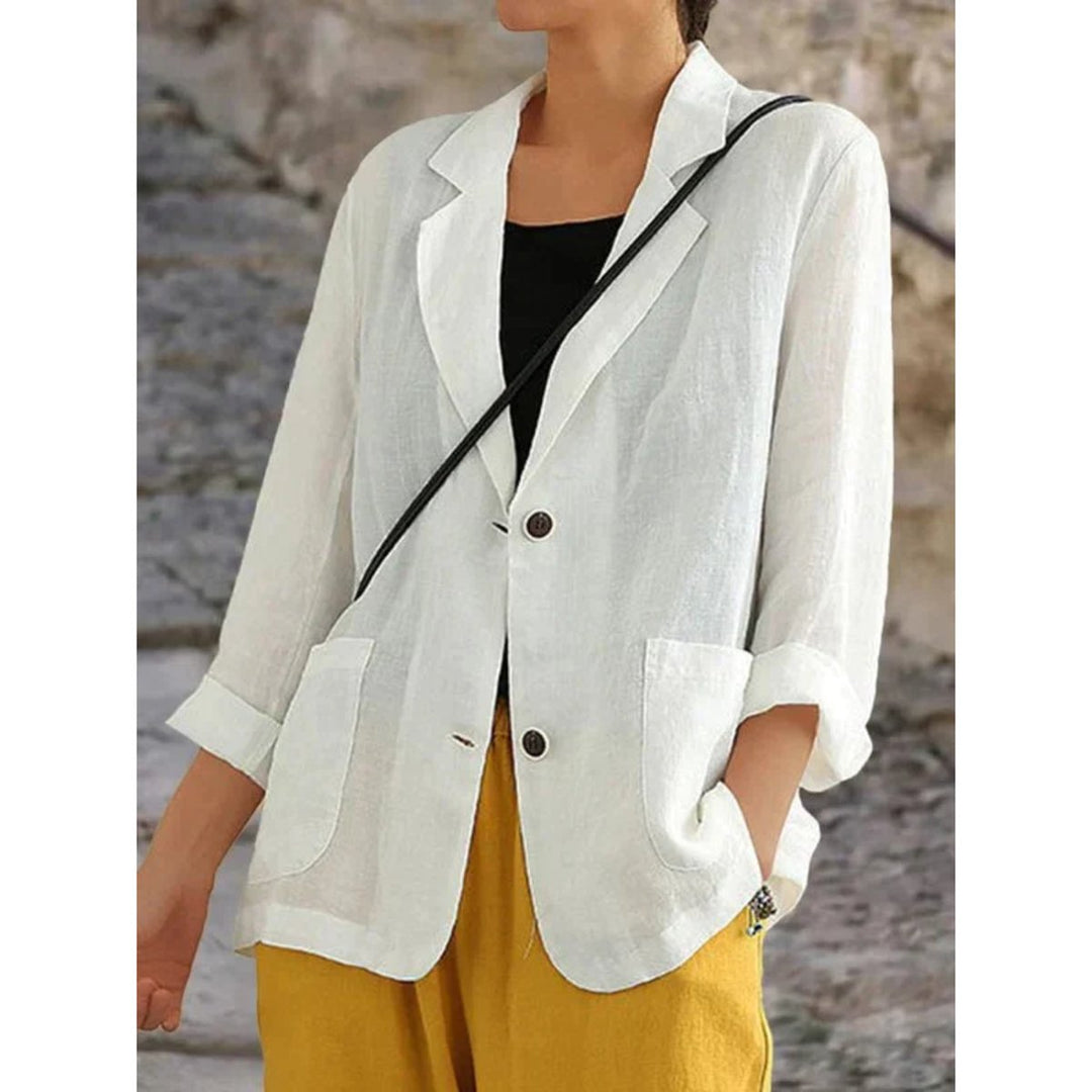 Women's Relaxed-Fit Two-Button Linen Blazer