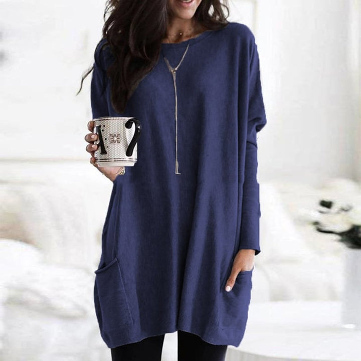 Women's Relaxed Long-Line Pocket Pullover Sweater