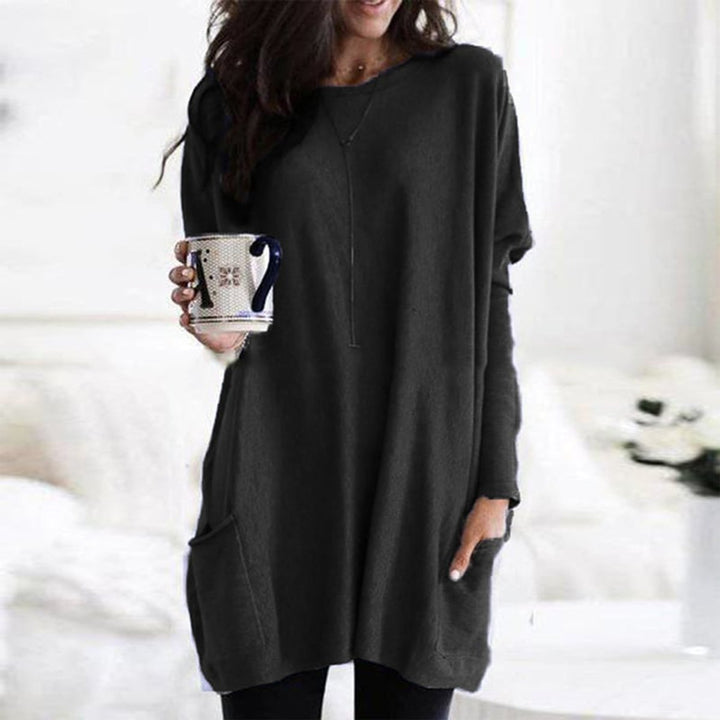 Women's Relaxed Long-Line Pocket Pullover Sweater