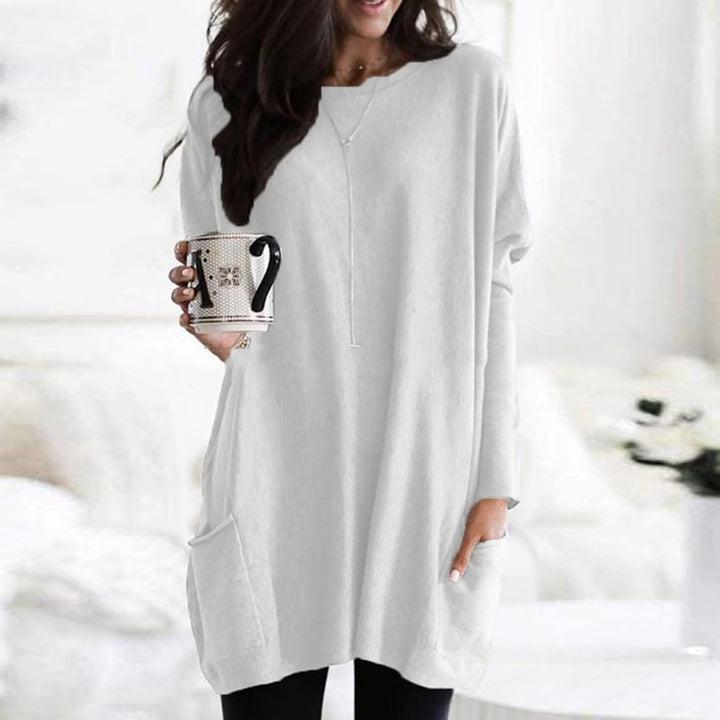 Women's Relaxed Long-Line Pocket Pullover Sweater
