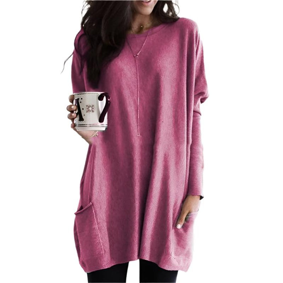 Women's Relaxed Long-Line Pocket Pullover Sweater