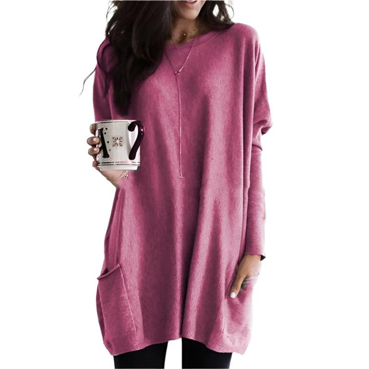 Women's Relaxed Long-Line Pocket Pullover Sweater