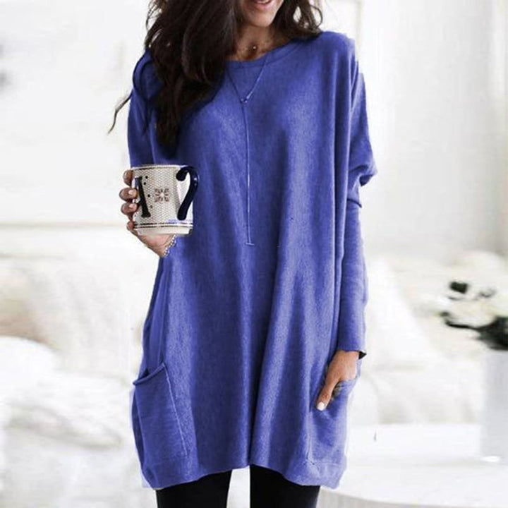 Women's Relaxed Long-Line Pocket Pullover Sweater