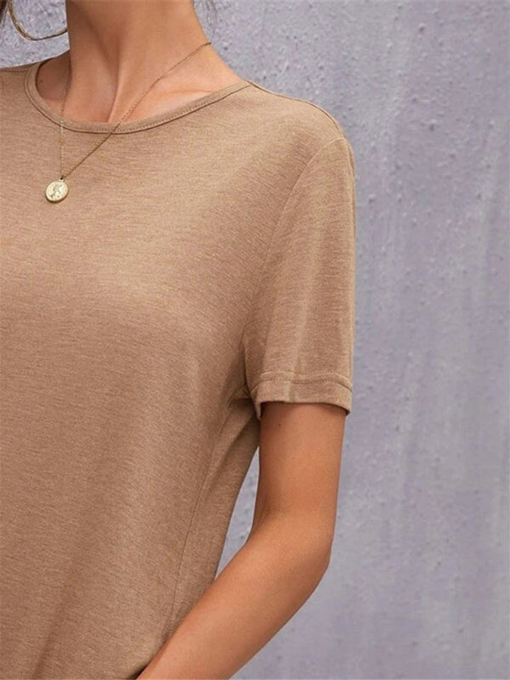 Women's Relaxed Short-Sleeve Knit Fall Midi Dress Side Slit