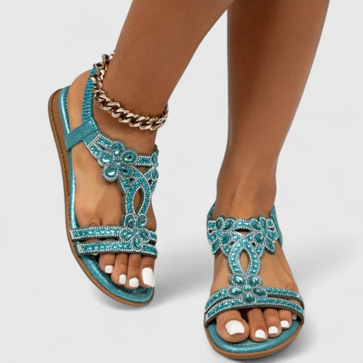 Women's Rhinestone Embellished Orthopedic Flat Sandals