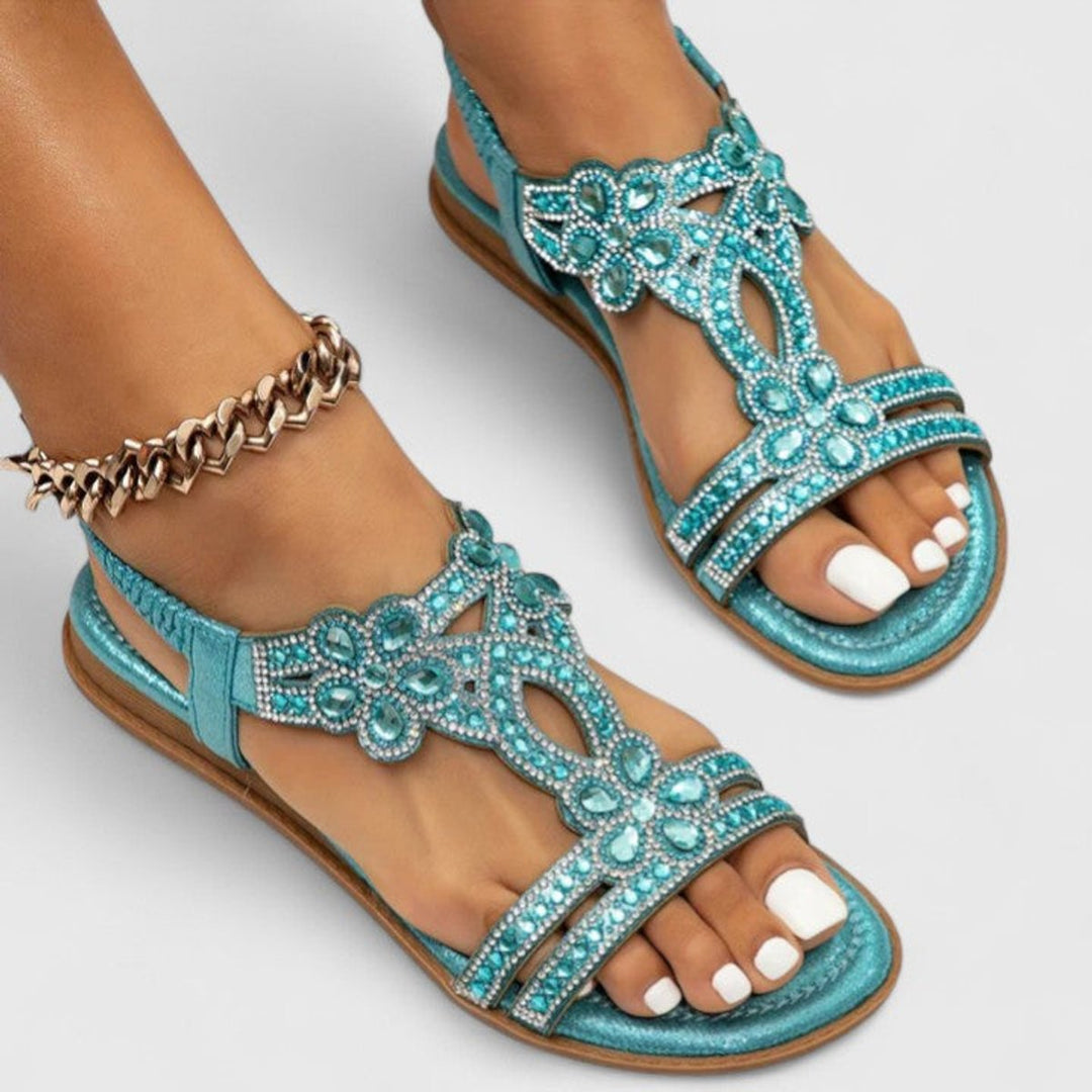 Women's Rhinestone Embellished Orthopedic Flat Sandals