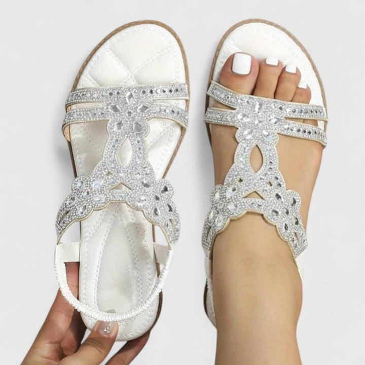 Women's Rhinestone Embellished Orthopedic Flat Sandals