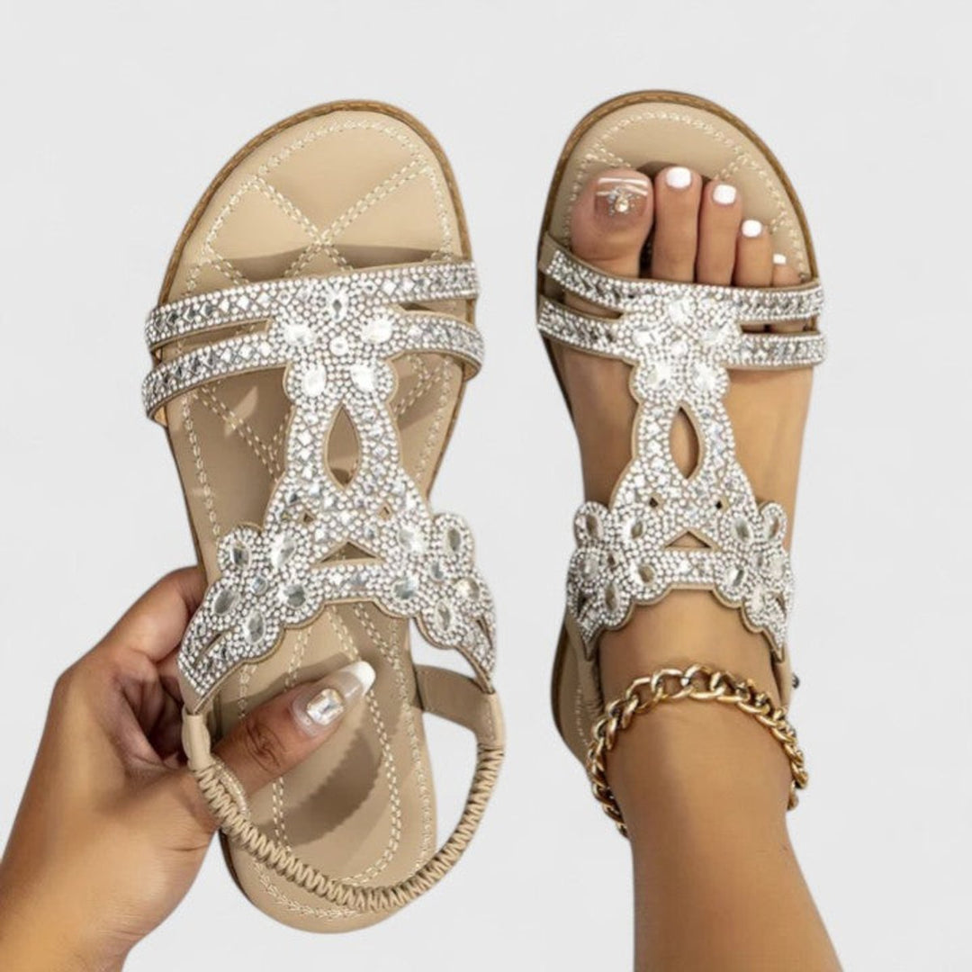 Women's Rhinestone Embellished Orthopedic Flat Sandals