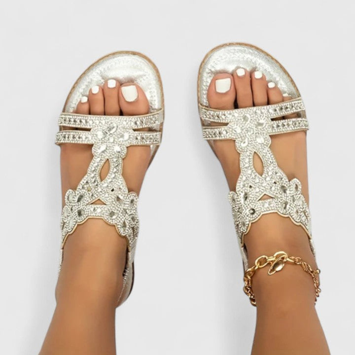 Women's Rhinestone Embellished Orthopedic Flat Sandals