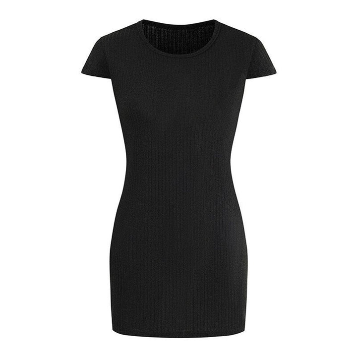 Women's Ribbed-Knit Slim-Fit Short-Sleeve Fall Midi Dress