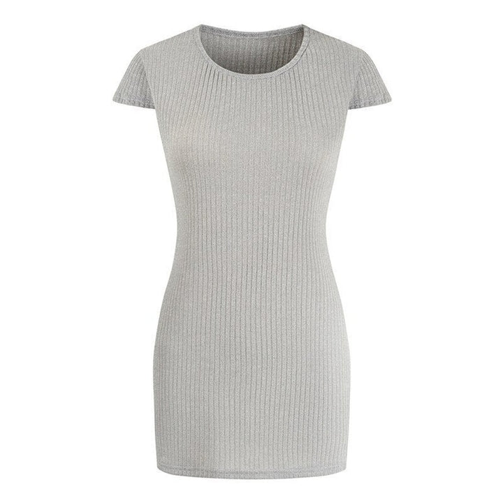 Women's Ribbed-Knit Slim-Fit Short-Sleeve Fall Midi Dress