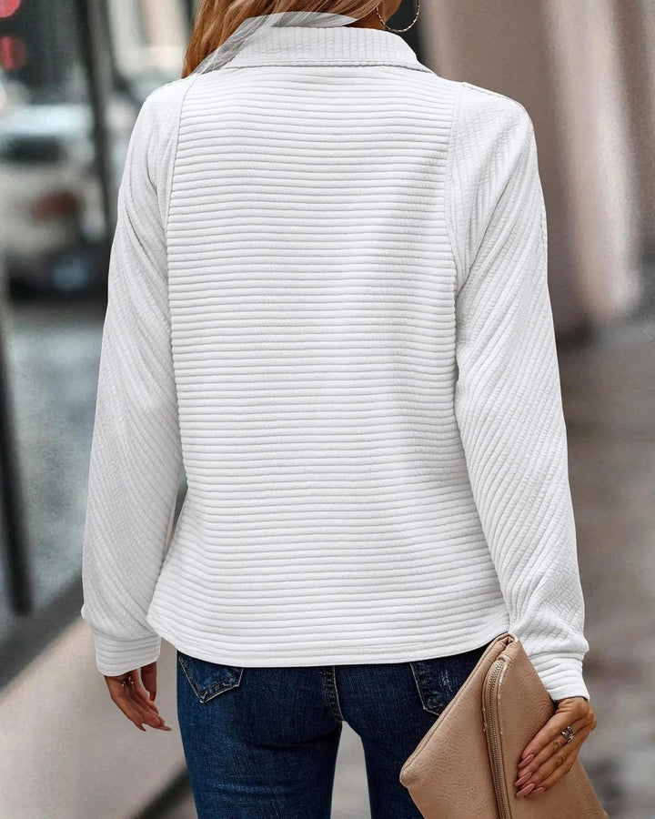 Women's Ribbed Quarter-Zip Oversized Sweater Pullover