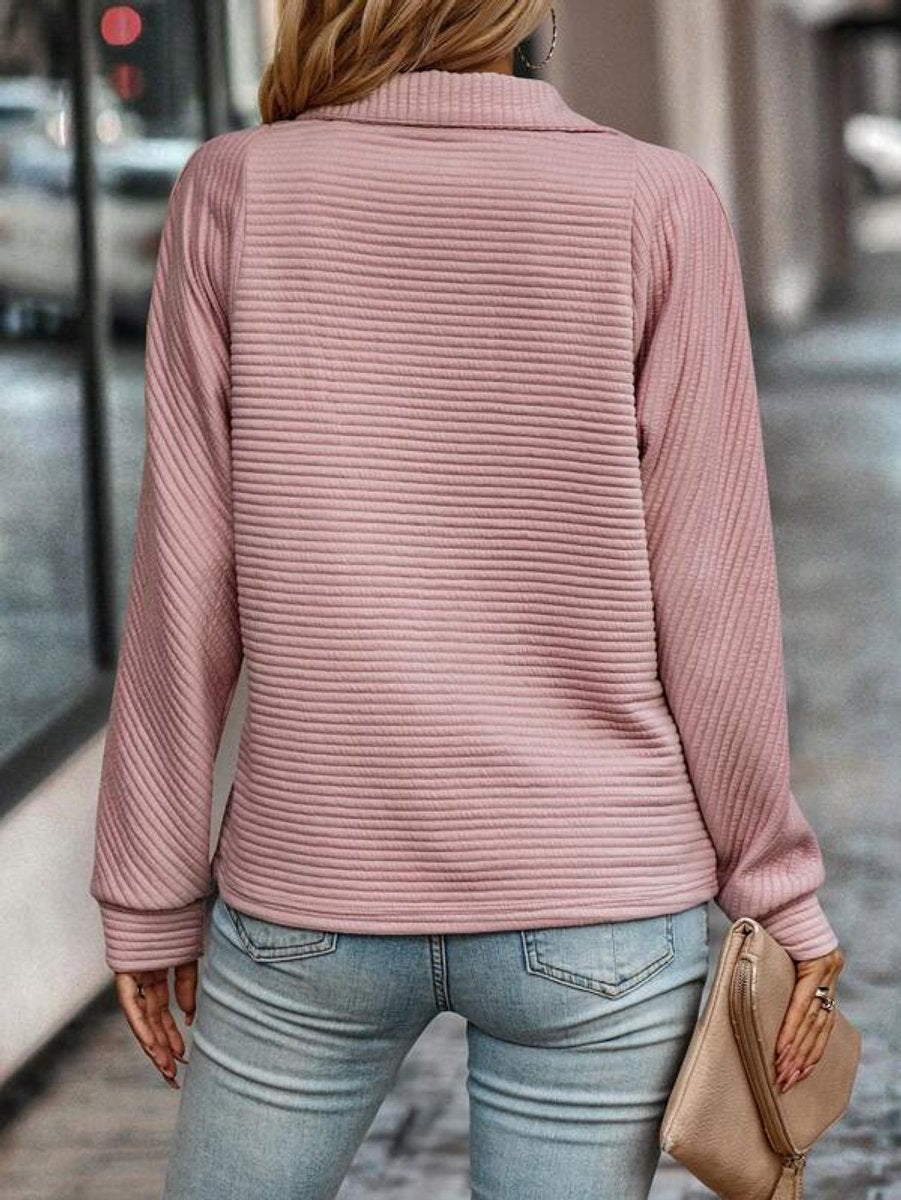 Women's Ribbed Quarter-Zip Oversized Sweater Pullover