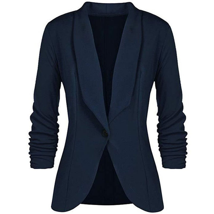 Women's Ruched-Sleeve Open-Front Single-Button Blazer
