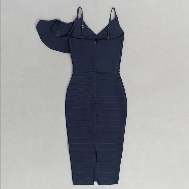 Women's Ruffle One-Shoulder Bandage Fall Midi Dress