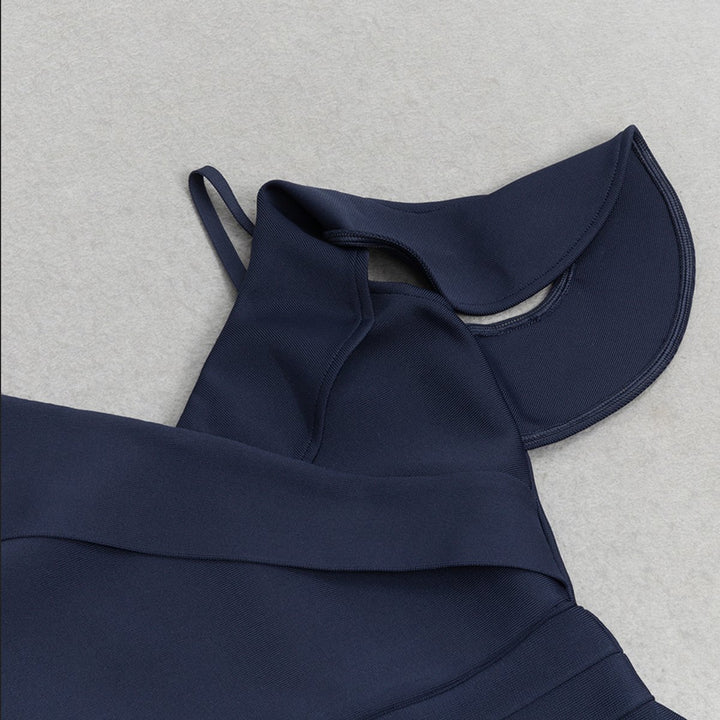 Women's Ruffle One-Shoulder Bandage Fall Midi Dress