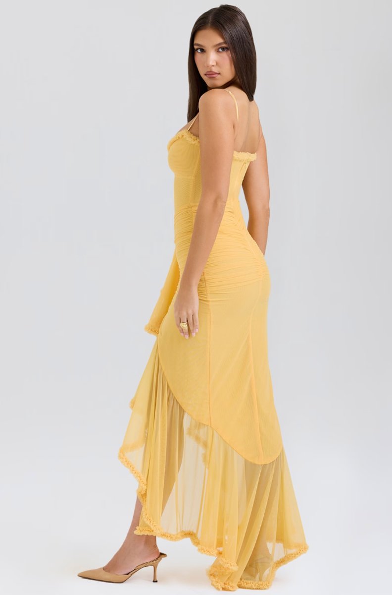 Women's Ruffle-Tail Bodycon Formal Dress Sweetheart Mesh Gown