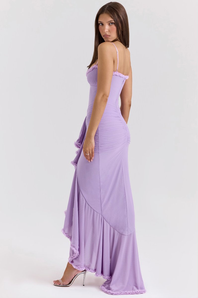Women's Ruffle-Tail Bodycon Formal Dress Sweetheart Mesh Gown
