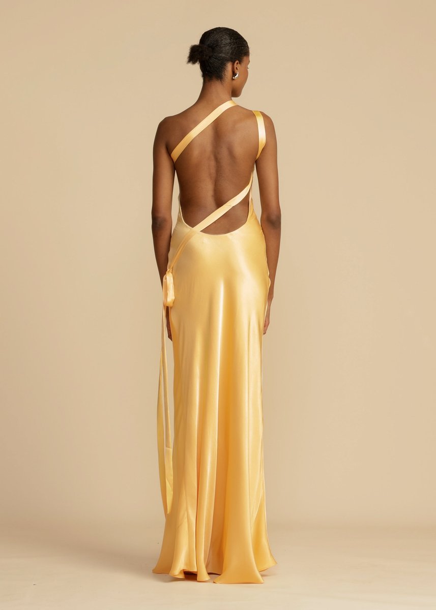 Women's Satin Asymmetric One-Shoulder Maxi Formal Dress