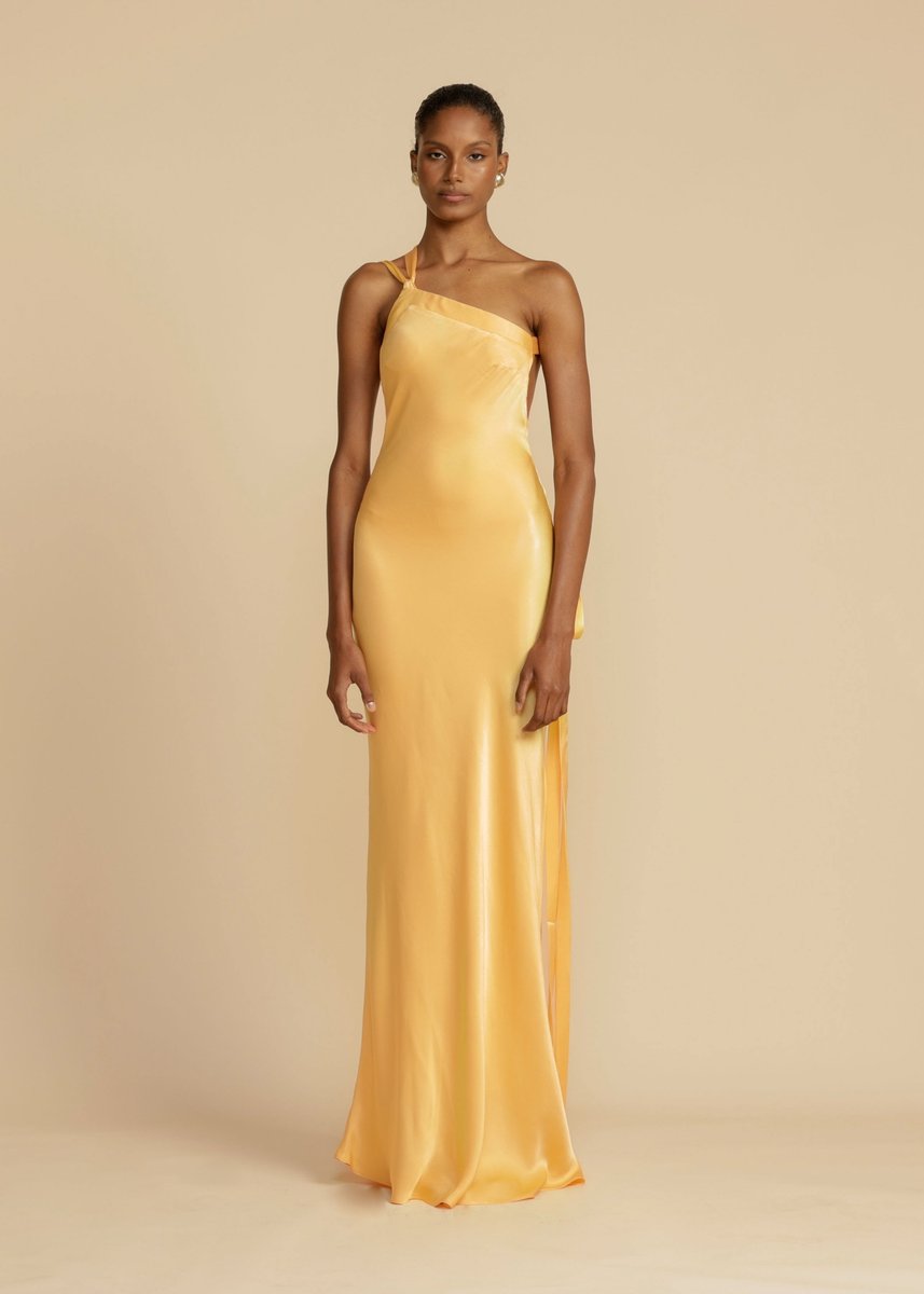 Women's Satin Asymmetric One-Shoulder Maxi Formal Dress