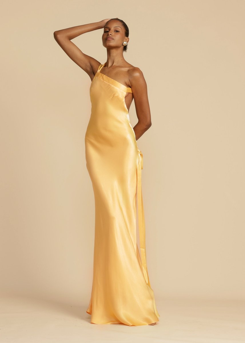 Women's Satin Asymmetric One-Shoulder Maxi Formal Dress