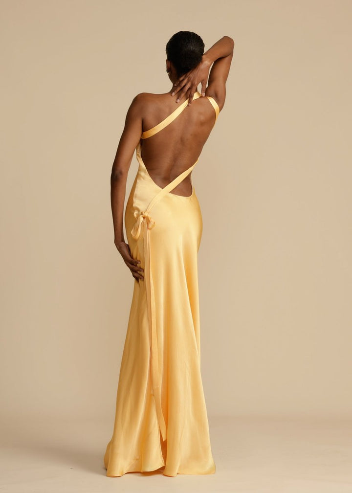 Women's Satin Asymmetric One-Shoulder Maxi Formal Dress