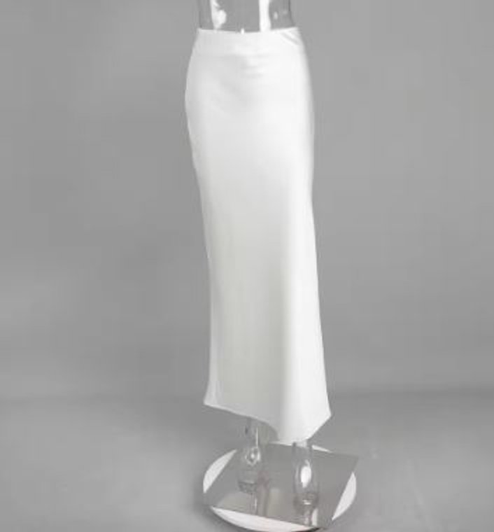 Women's Satin Flowy Fall Midi Dress Skirt