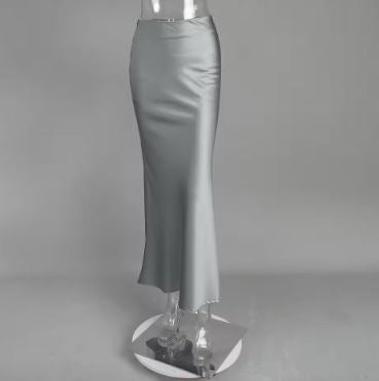 Women's Satin Flowy Fall Midi Dress Skirt