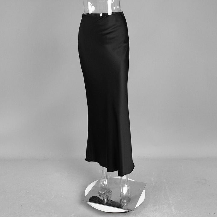Women's Satin Flowy Fall Midi Dress Skirt