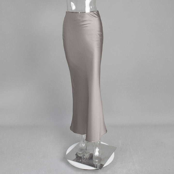 Women's Satin Flowy Fall Midi Dress Skirt